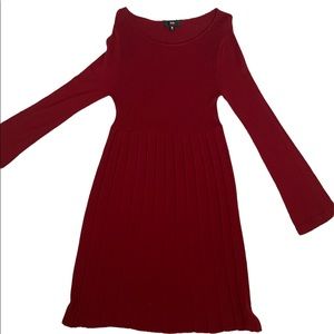 Vintage Mossimo Long Sleeve Red Lightweight Ribbed Sweater Dress (Medium)